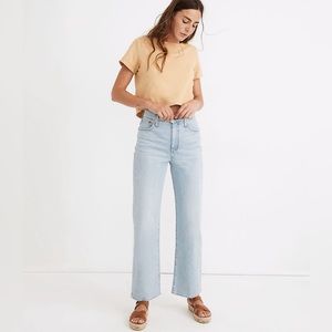 Madewell Petite Slim Wide-Leg Full-Length Jeans in Edmunds Wash, size 32P